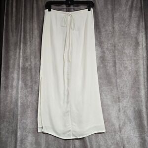 Trois High Waist Front Tie‎ Side Slit Maxi Skirt Lined White Women's Size 0